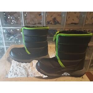 Wonder Nation Size 11Y Winter Boots Btwn40ck001 Black And Green Faux Fur Lined